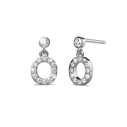 Solid 925 Sterling Silver Initial Crystal Personalised Alphabet Letter Earrings